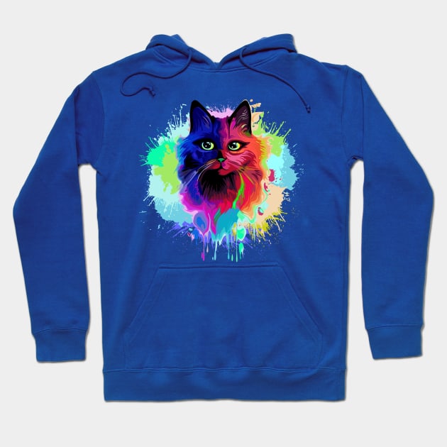 Cat Trippy Psychedelic Pop Art Hoodie by BluedarkArt